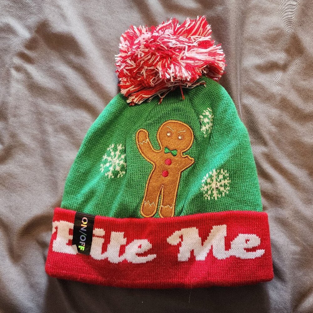 Holiday gingerbread hat with LED lights (New with tag)